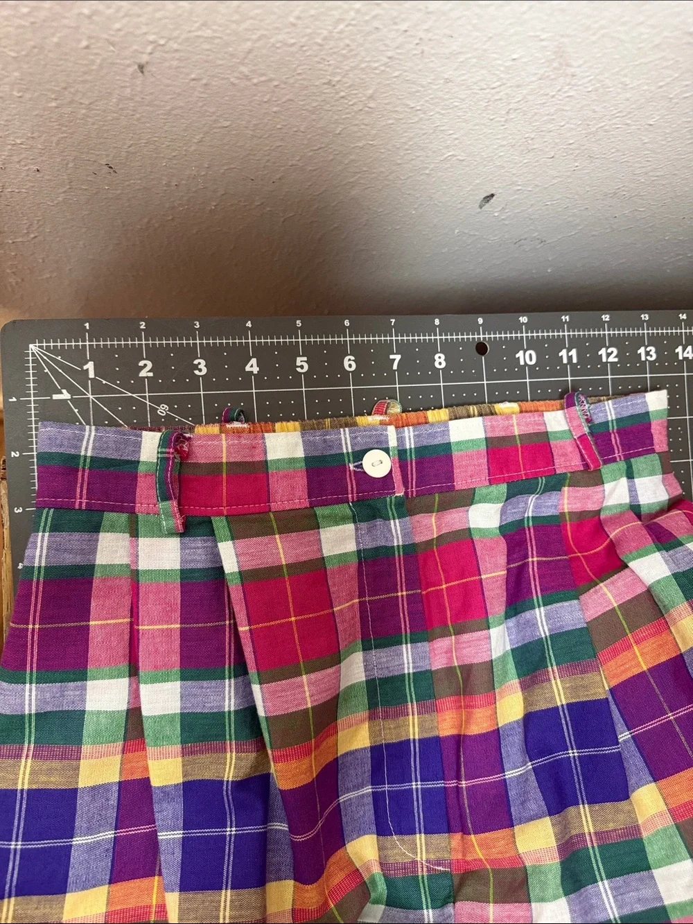 Jaclyn Smith Pink Multi Plaid High-Waist Bermuda Shorts
